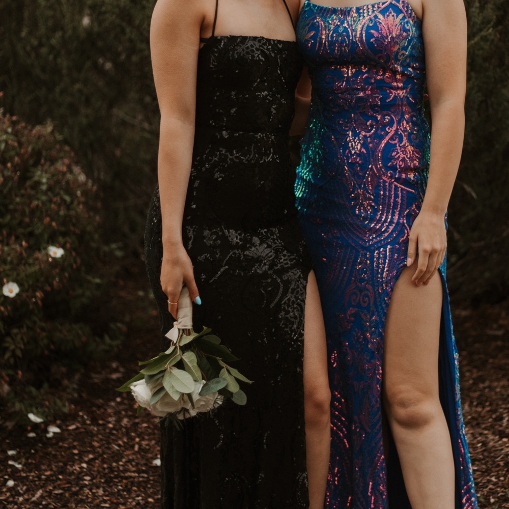 Black sequin prom dress
